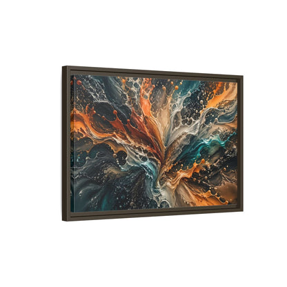 Side Mockup 2. Abstract Liquid Splash Colorful Liquid Art shown as stretched canvas wall art