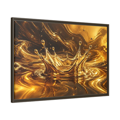 Main Mockup. Abstract Liquid Splash Gold And Black shown as stretched canvas wall art