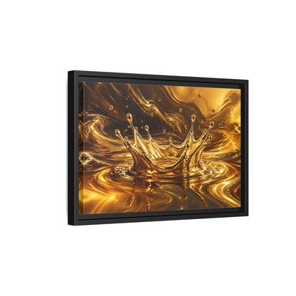 Side Mockup 6. Abstract Liquid Splash Gold And Black shown as stretched canvas wall art