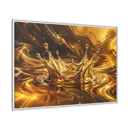 Side Mockup 7. Abstract Liquid Splash Gold And Black shown as stretched canvas wall art