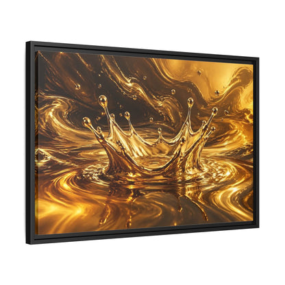 Side Mockup 14. Abstract Liquid Splash Gold And Black shown as stretched canvas wall art