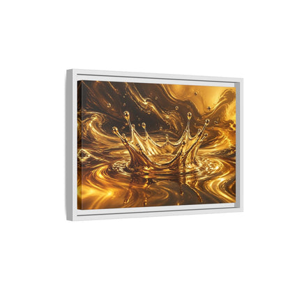 Side Mockup 4. Abstract Liquid Splash Gold And Black shown as stretched canvas wall art