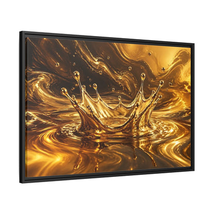 Side Mockup 13. Abstract Liquid Splash Gold And Black shown as stretched canvas wall art