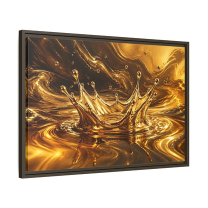 Side Mockup 11. Abstract Liquid Splash Gold And Black shown as stretched canvas wall art