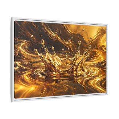 Side Mockup 9. Abstract Liquid Splash Gold And Black shown as stretched canvas wall art
