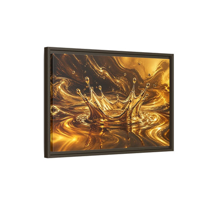 Side Mockup 2. Abstract Liquid Splash Gold And Black shown as stretched canvas wall art