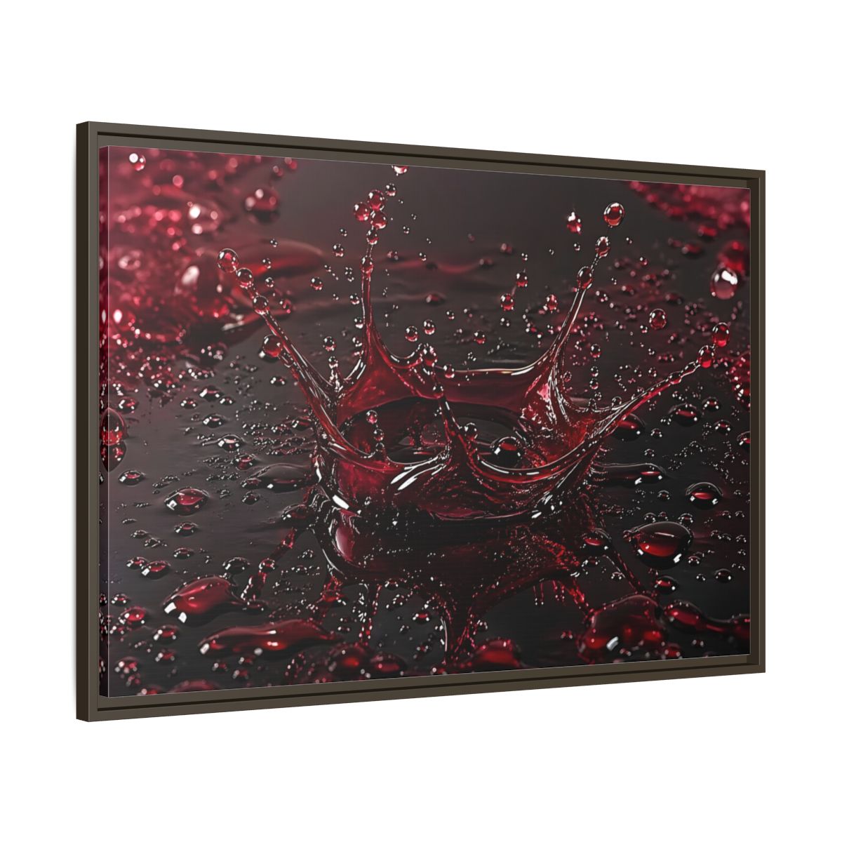 Main Mockup. Abstract Liquid Splash Red Splash Art shown as stretched canvas wall art
