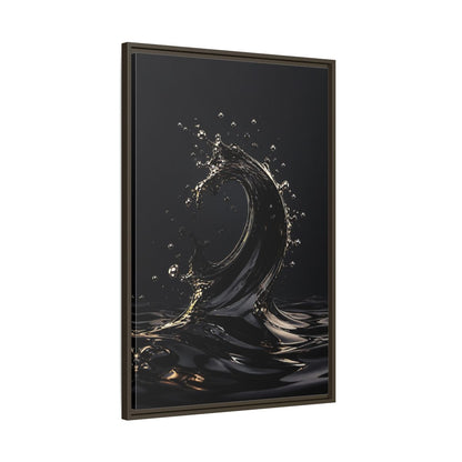 Main Mockup. Abstract Liquid Wave Black And Gold shown as stretched canvas wall art