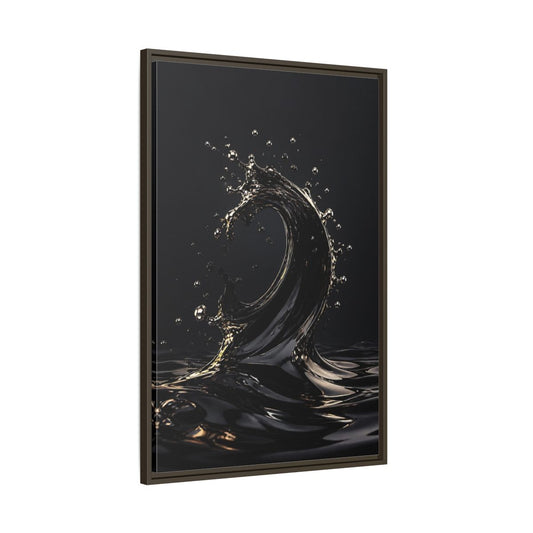 Main Mockup. Abstract Liquid Wave Black And Gold shown as stretched canvas wall art