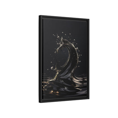Side Mockup 3. Abstract Liquid Wave Black And Gold shown as stretched canvas wall art