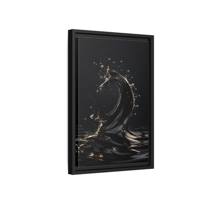 Side Mockup 6. Abstract Liquid Wave Black And Gold shown as stretched canvas wall art