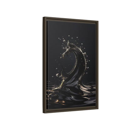 Side Mockup 2. Abstract Liquid Wave Black And Gold shown as stretched canvas wall art