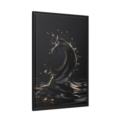 Side Mockup 13. Abstract Liquid Wave Black And Gold shown as stretched canvas wall art