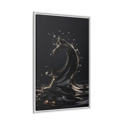 Side Mockup 9. Abstract Liquid Wave Black And Gold shown as stretched canvas wall art