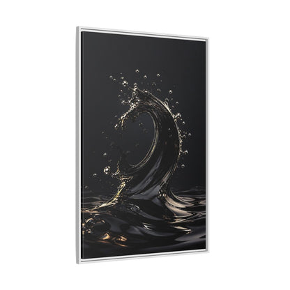 Side Mockup 7. Abstract Liquid Wave Black And Gold shown as stretched canvas wall art