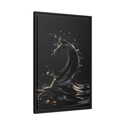 Side Mockup 14. Abstract Liquid Wave Black And Gold shown as stretched canvas wall art