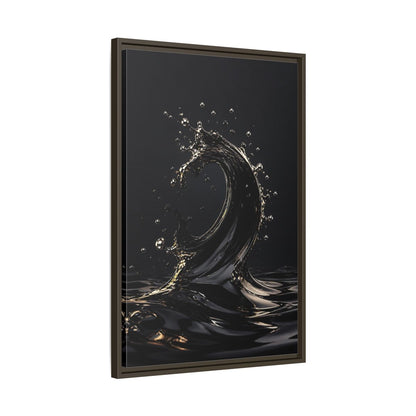 Side Mockup 11. Abstract Liquid Wave Black And Gold shown as stretched canvas wall art
