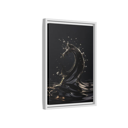 Side Mockup 4. Abstract Liquid Wave Black And Gold shown as stretched canvas wall art