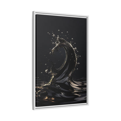 Side Mockup 10. Abstract Liquid Wave Black And Gold shown as stretched canvas wall art