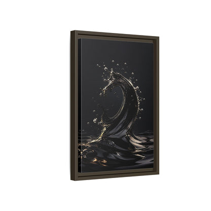 Side Mockup 5. Abstract Liquid Wave Black And Gold shown as stretched canvas wall art