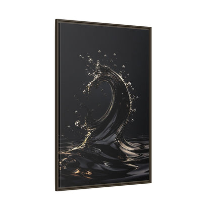 Side Mockup 8. Abstract Liquid Wave Black And Gold shown as stretched canvas wall art