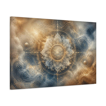 Main Mockup. Abstract Lotus Mandala shown as canvas print