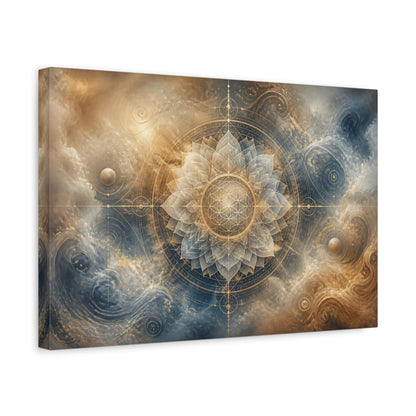 Side Mockup 4. Abstract Lotus Mandala shown as canvas print