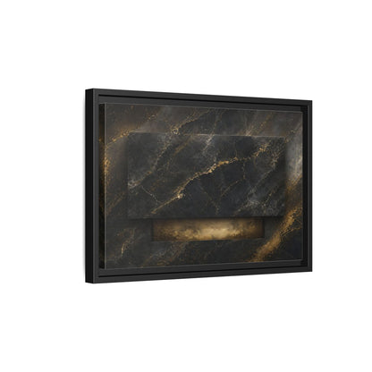 Side Mockup 6. Abstract Marble Black And Gold Marble shown as stretched canvas wall art