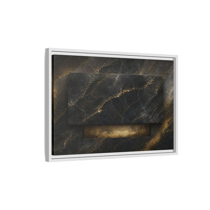 Side Mockup 1. Abstract Marble Black And Gold Marble shown as stretched canvas wall art