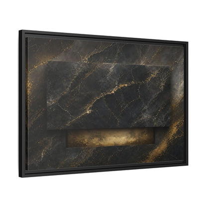 Side Mockup 14. Abstract Marble Black And Gold Marble shown as stretched canvas wall art