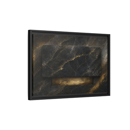 Side Mockup 3. Abstract Marble Black And Gold Marble shown as stretched canvas wall art