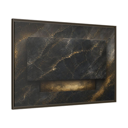 Side Mockup 8. Abstract Marble Black And Gold Marble shown as stretched canvas wall art