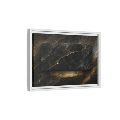 Side Mockup 4. Abstract Marble Black And Gold Marble shown as stretched canvas wall art