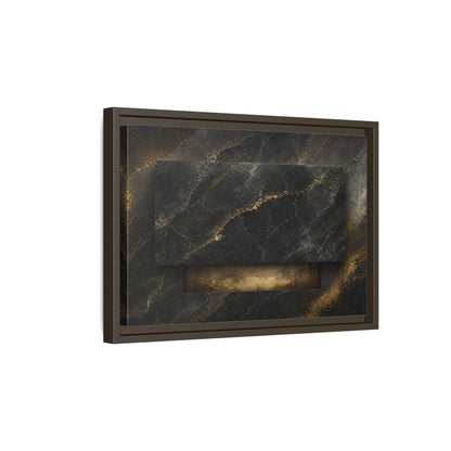 Side Mockup 5. Abstract Marble Black And Gold Marble shown as stretched canvas wall art