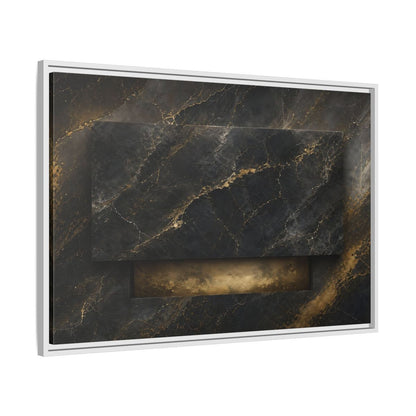 Side Mockup 9. Abstract Marble Black And Gold Marble shown as stretched canvas wall art