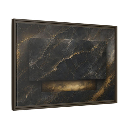 Side Mockup 11. Abstract Marble Black And Gold Marble shown as stretched canvas wall art
