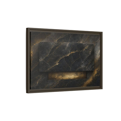 Side Mockup 2. Abstract Marble Black And Gold Marble shown as stretched canvas wall art