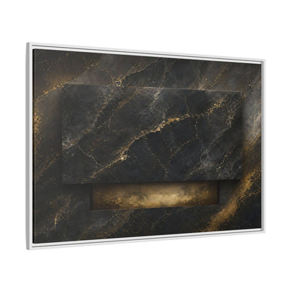 Side Mockup 7. Abstract Marble Black And Gold Marble shown as stretched canvas wall art