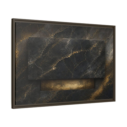 Main Mockup. Abstract Marble Black And Gold Marble shown as stretched canvas wall art