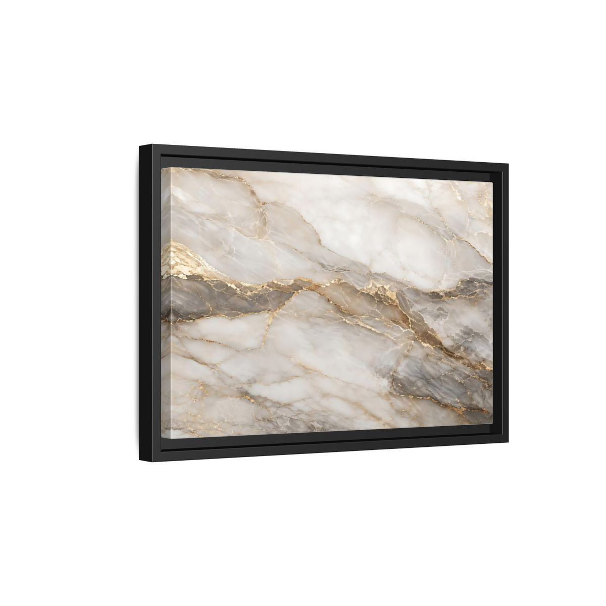 Side Mockup 6. Abstract Marble Gold And Gray Marble shown as stretched canvas wall art