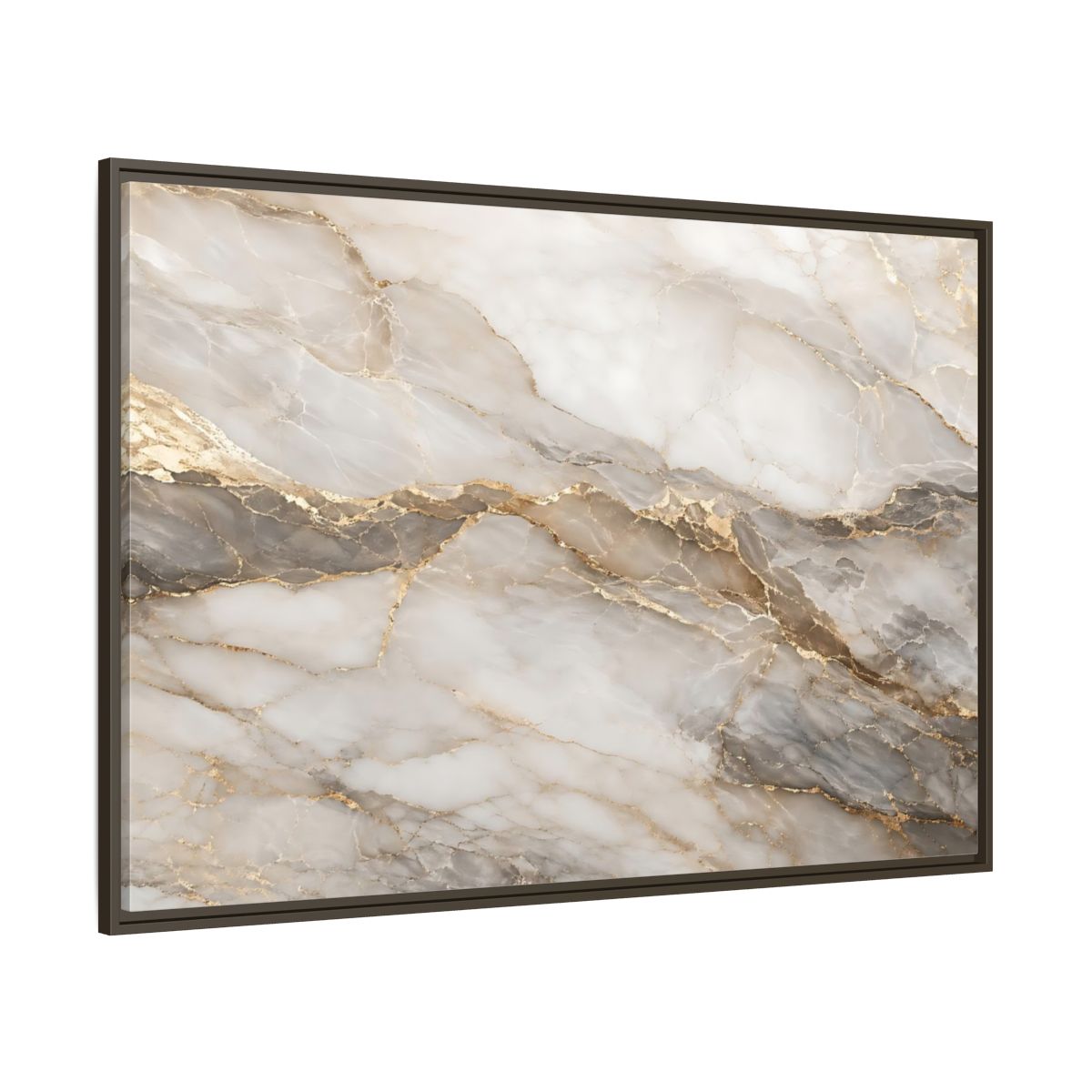 Side Mockup 8. Abstract Marble Gold And Gray Marble shown as stretched canvas wall art