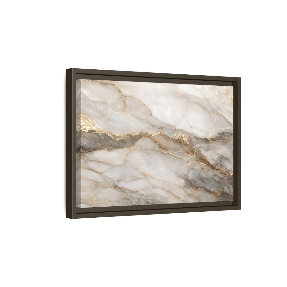 Side Mockup 5. Abstract Marble Gold And Gray Marble shown as stretched canvas wall art