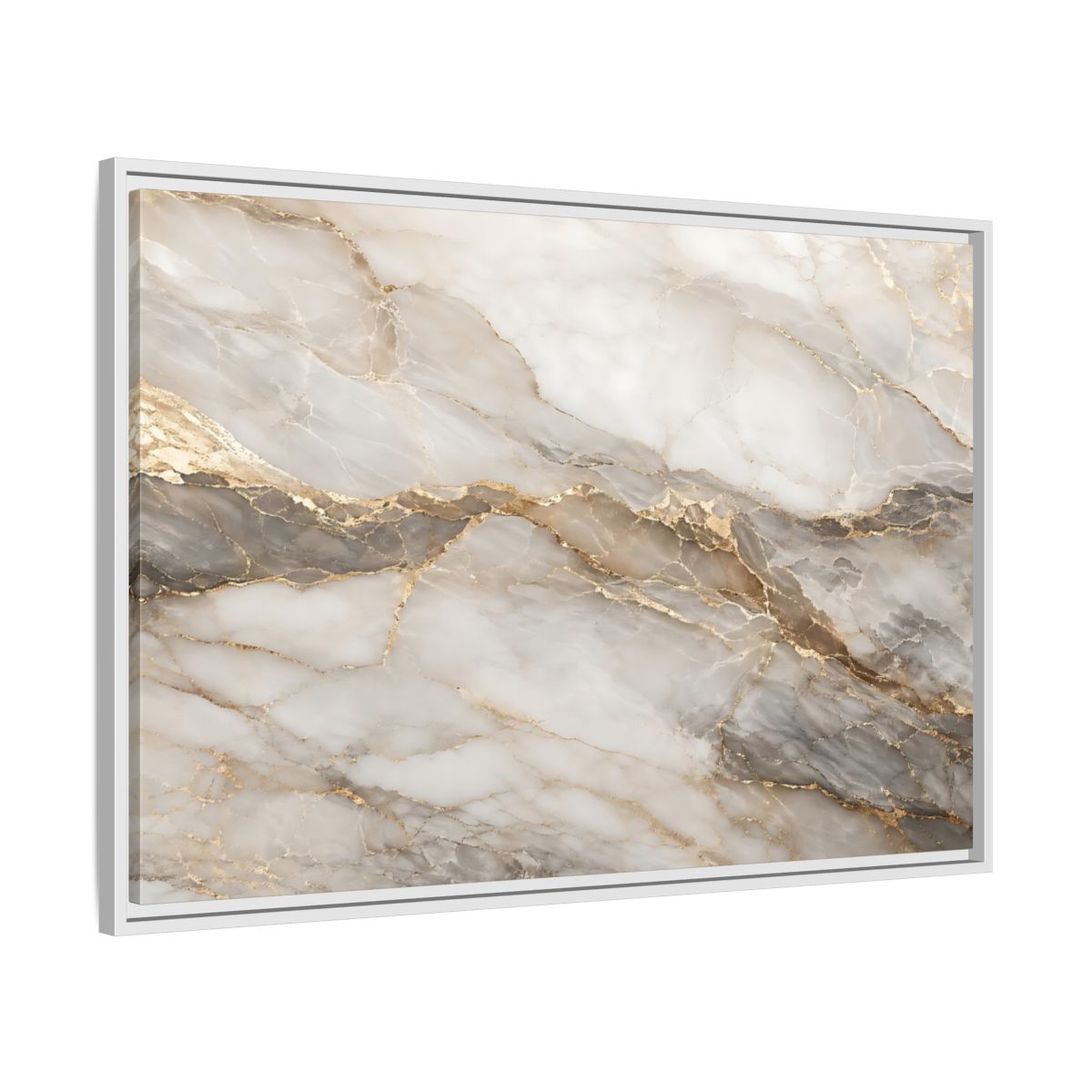 Side Mockup 9. Abstract Marble Gold And Gray Marble shown as stretched canvas wall art