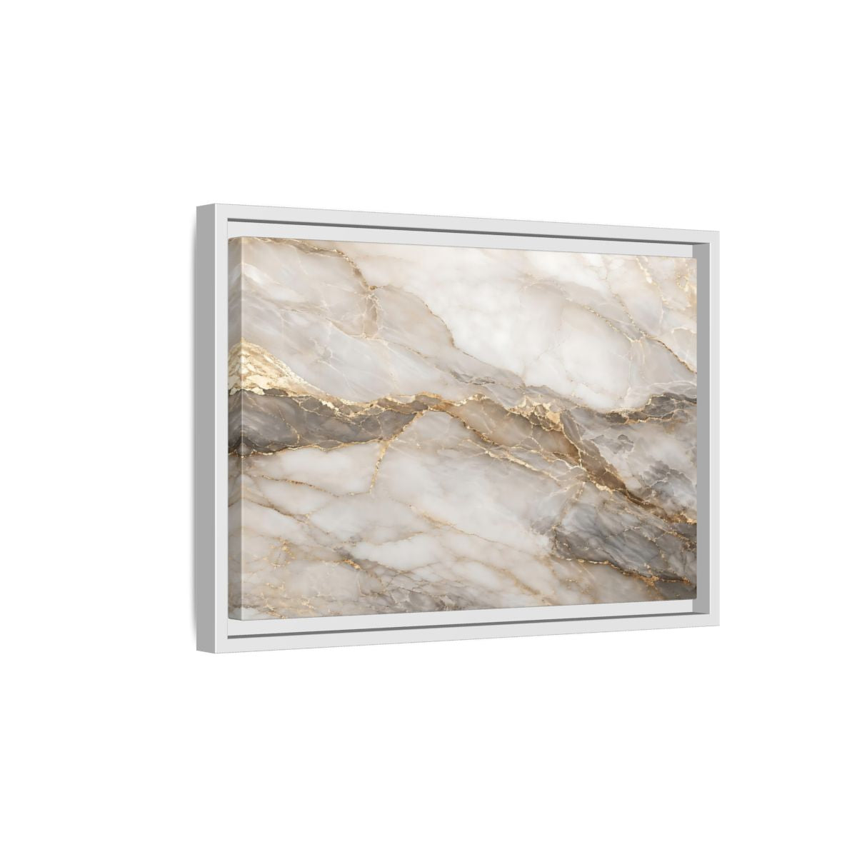 Side Mockup 4. Abstract Marble Gold And Gray Marble shown as stretched canvas wall art