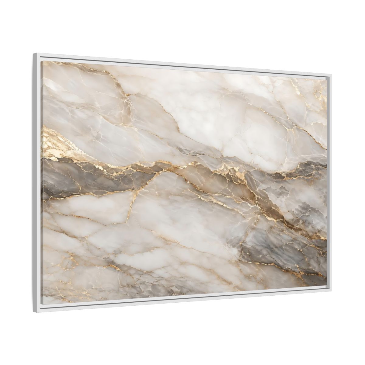 Side Mockup 7. Abstract Marble Gold And Gray Marble shown as stretched canvas wall art