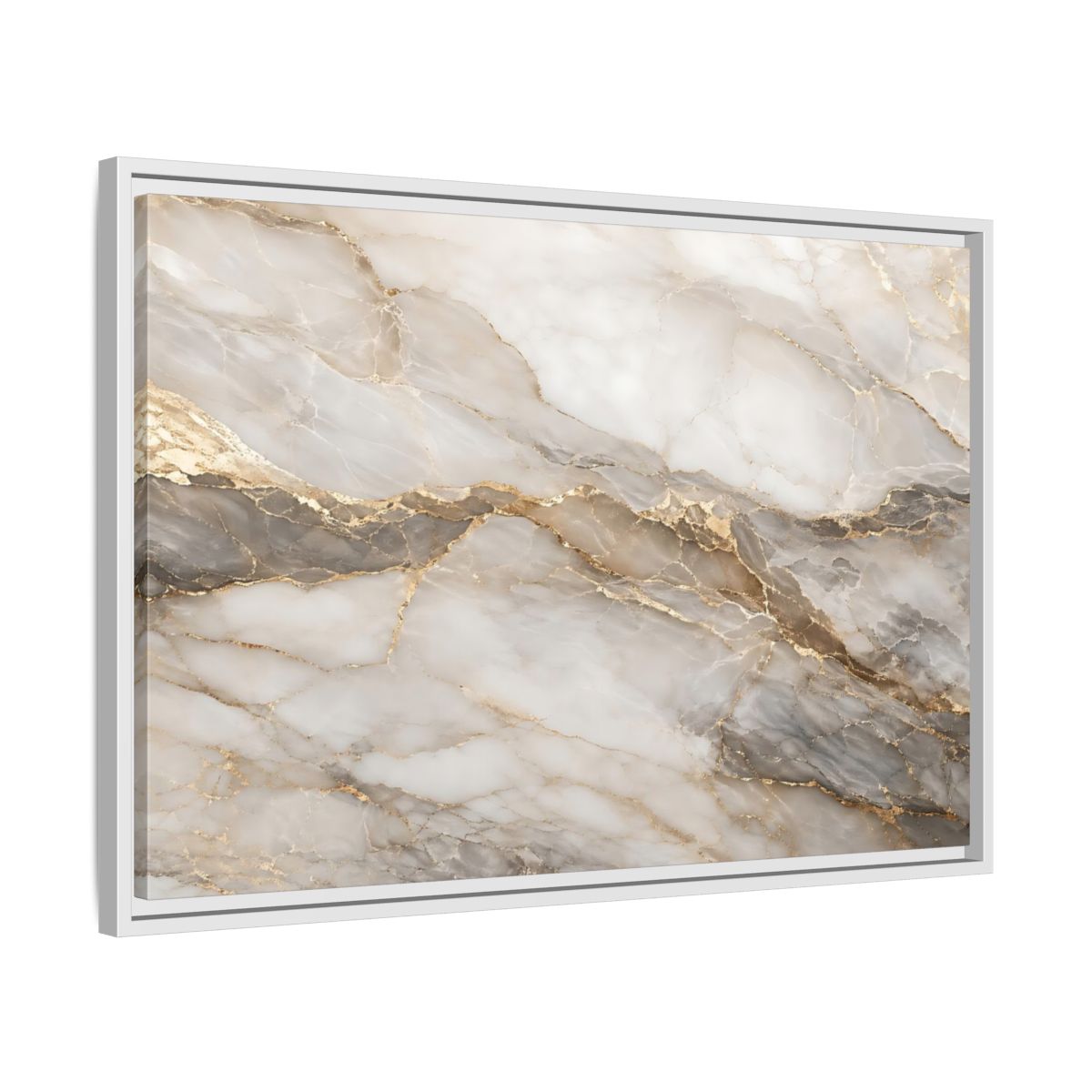 Side Mockup 10. Abstract Marble Gold And Gray Marble shown as stretched canvas wall art