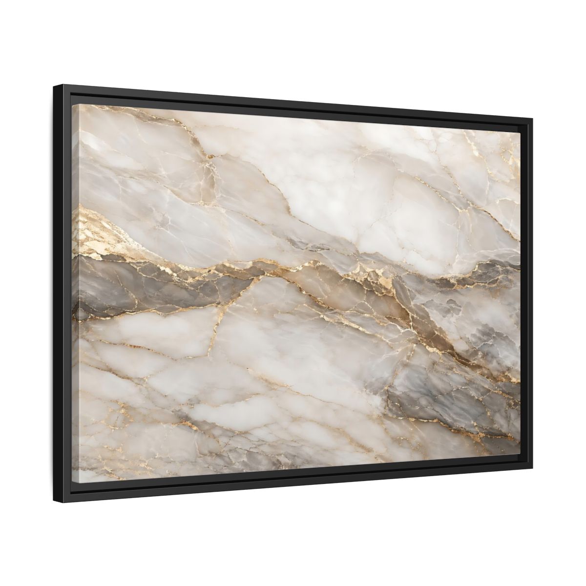 Side Mockup 14. Abstract Marble Gold And Gray Marble shown as stretched canvas wall art