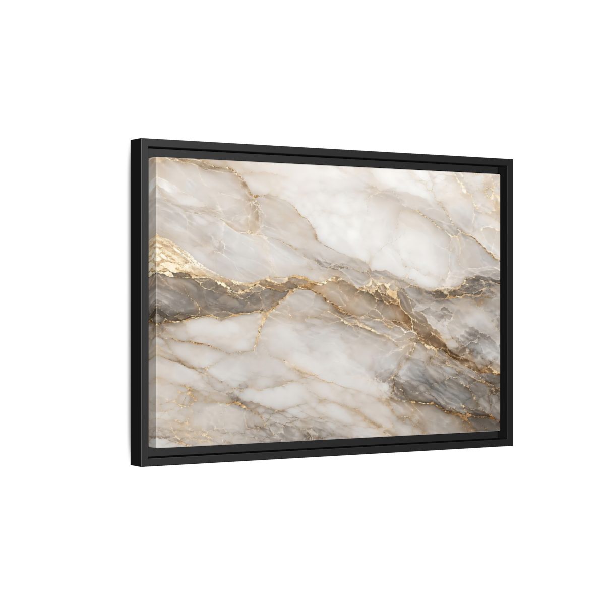 Side Mockup 3. Abstract Marble Gold And Gray Marble shown as stretched canvas wall art