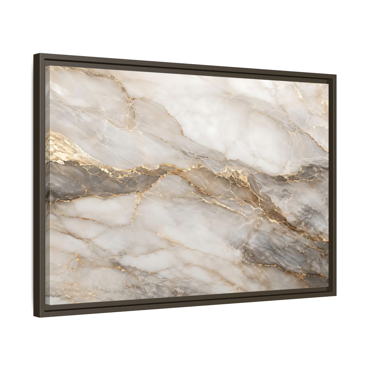 Side Mockup 11. Abstract Marble Gold And Gray Marble shown as stretched canvas wall art