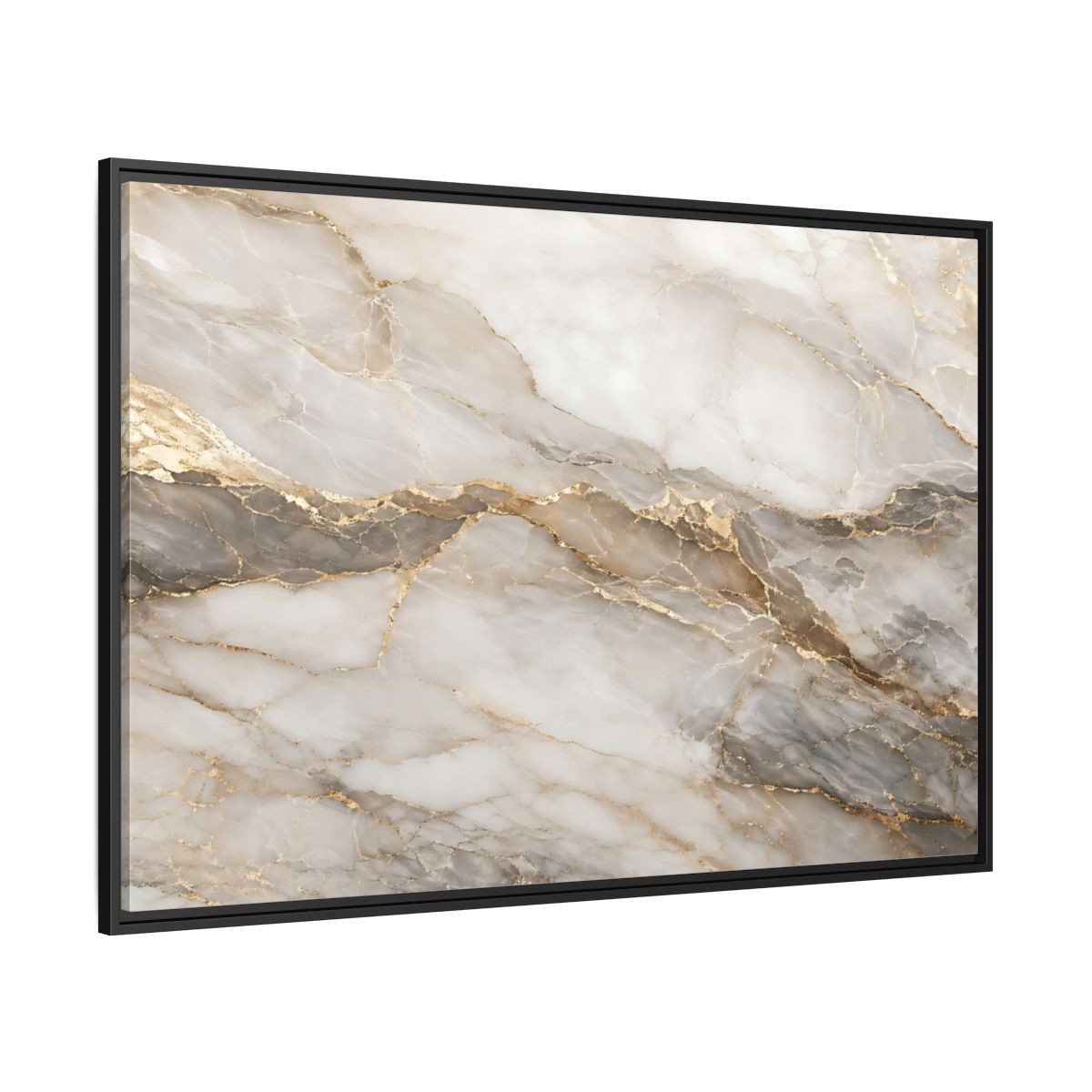 Side Mockup 12. Abstract Marble Gold And Gray Marble shown as stretched canvas wall art
